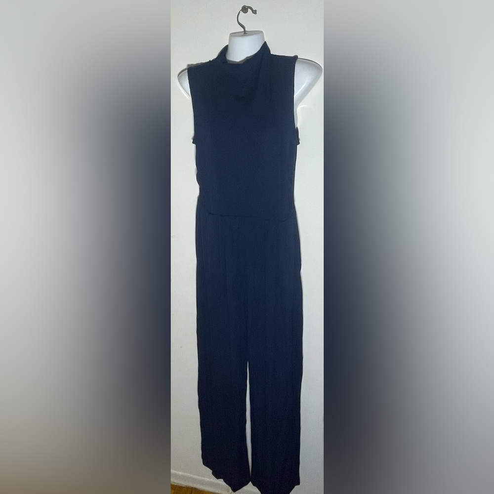 Sz M BTFBM Womens Casual Jumpsuits  crewneck stretchy Dressy Navy  Blue - Picture 6 of 16